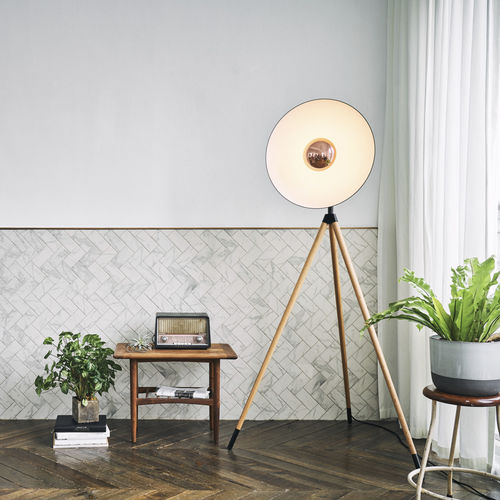 Lampe sur pied - APOLLO - Seeddesign - en aluminium / en chêne / contemporaine