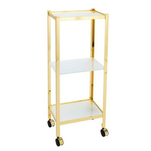 Étagère à roulettes - Klomfar GmbH - contemporaine / en laiton / en verre