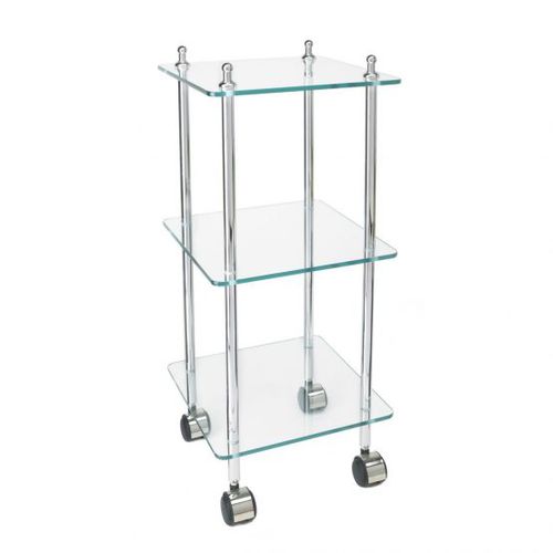 Étagère basse - Klomfar GmbH - à roulettes / contemporaine / en métal chromé
