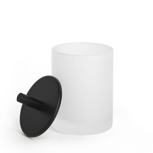 Boîte de rangement en verre sablé - ROUND UP: BLACK - Klomfar GmbH - avec couvercle / pour salle de bain