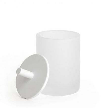 Boîte de rangement en verre sablé - ROUND UP: FROSTED WHITE - Klomfar GmbH - avec couvercle / pour salle de bain