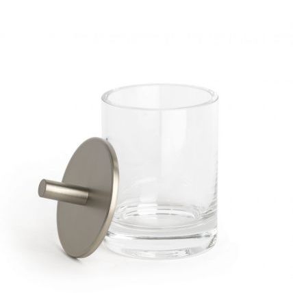 Boîte de rangement en verre - ROUND UP: NICKEL - Klomfar GmbH - avec couvercle / pour salle de bain