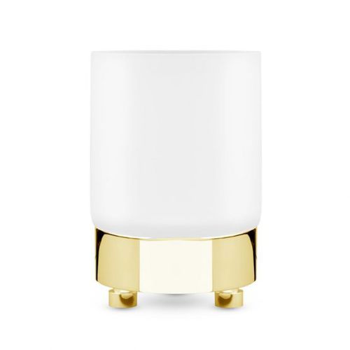Porte-brosse à dents professionnel - FROSTED CRYSTAL GLASS, BRASS GOLD PLATED - Klomfar GmbH
