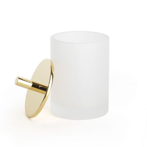 Boîte de rangement en verre - ROUND UP FROSTED GLASS / GOLD - Klomfar GmbH - avec couvercle / pour salle de bain