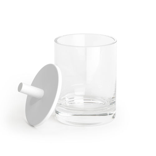 Boîte de rangement en cristal - ROUND UP: WHITE - Klomfar GmbH - avec couvercle / pour salle de bain
