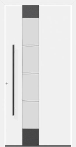 Porte d'entrée - E-DESIGN 265AL - Kompo Therm - en aluminium / battante / semi-vitrée