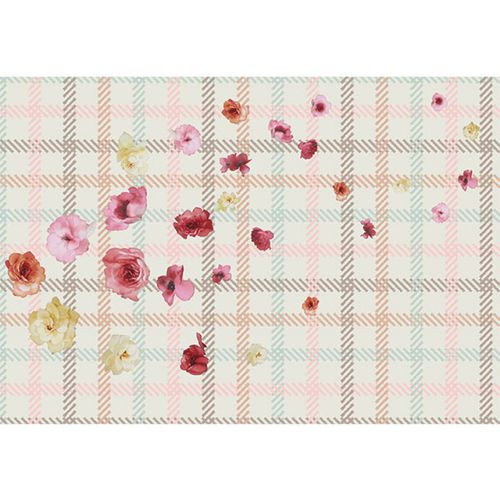 Papier peint vintage - CAMELIAS - Neodko - en textile non-tissé / à motif floral / à rayures