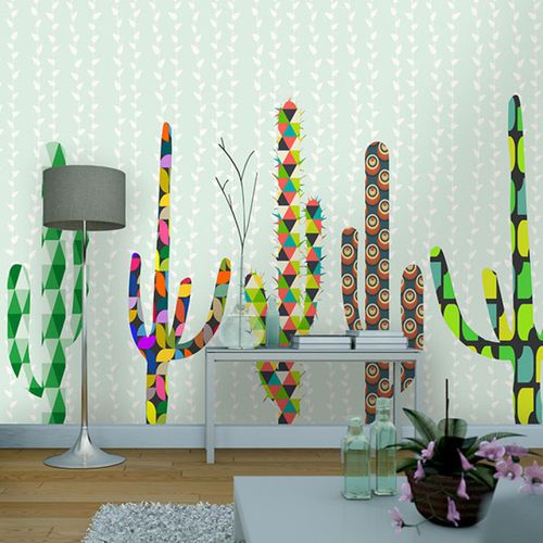 Papier peint contemporain - CACTUS PARADISE - Neodko - en vinyle / à motif nature / à motif géométrique