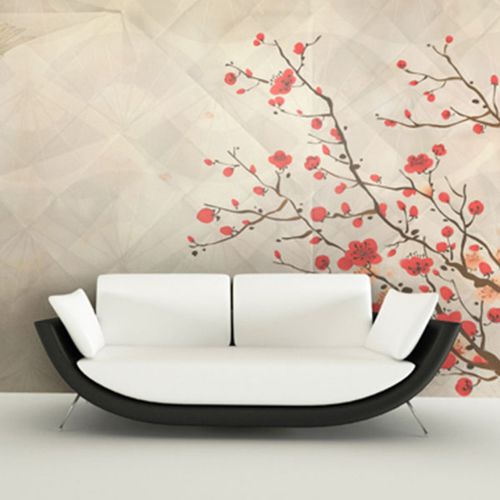 Papier peint contemporain - JAPANESE CRANES - Neodko - en textile non-tissé / en vinyle / à motif nature