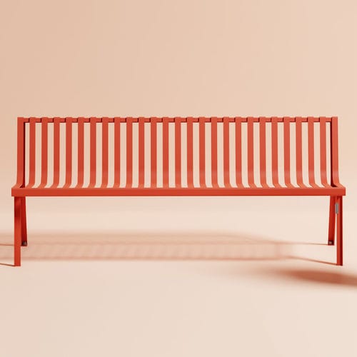 Banc public contemporain - Cité Z - Objets Publics - en acier thermolaqué / avec dossier / sans accoudoirs