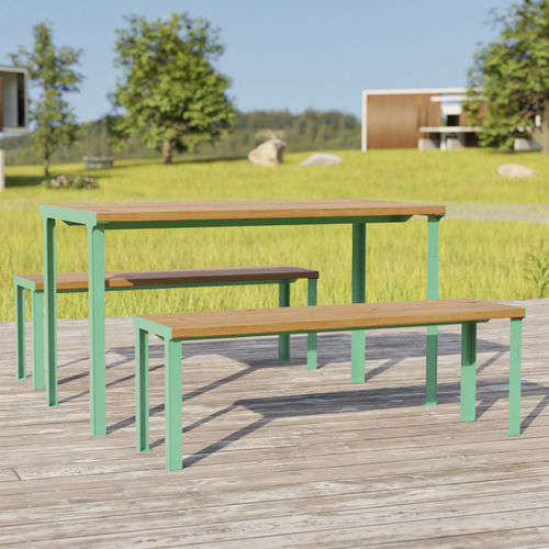 Banc de jardin contemporain - cité Bois - Objets Publics - en bois massif / en douglas / en acier thermolaqué