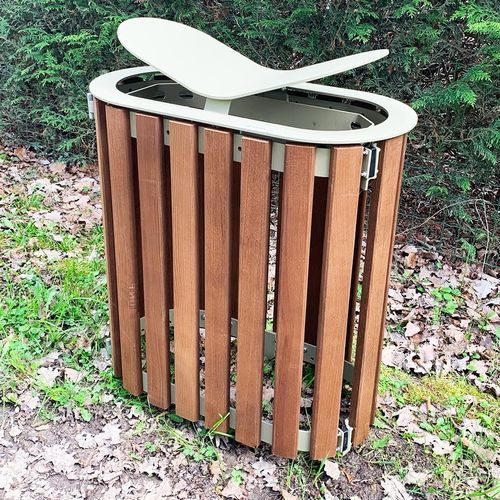 Support de sac poubelle public - S Cité Bois - Objets Publics - au sol / en acier thermolaqué / en bois massif