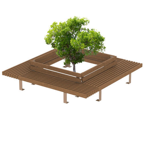 Banc public contemporain - Bocage - Objets Publics - en bois massif / en douglas / en acier thermolaqué