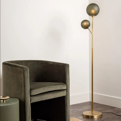 Lampe sur pied - MARNIE  - Heathfield - en laiton / en verre dépoli / en satin