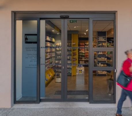 Porte d'entrée - PROTECT+ - SOFTICA - en aluminium / coulissante / contemporaine