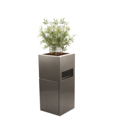 Jardinière en composite - TRASHAWAY - Livingreen design - carrée / avec poubelle intégrée / contemporaine
