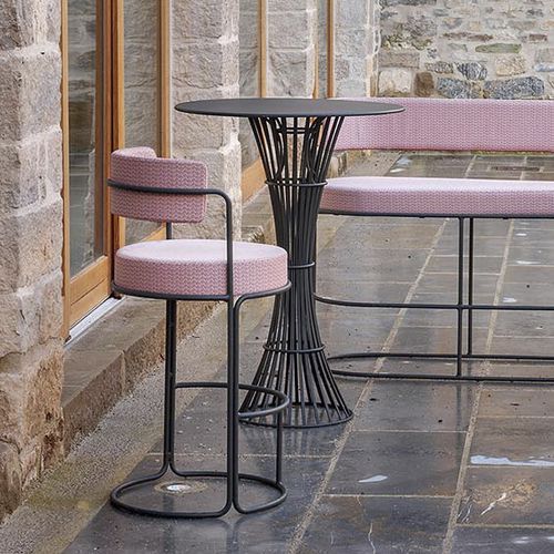 Table mange-debout contemporaine - BOLONIA - iSi Contract - en porcelaine / avec piètement en métal / ronde