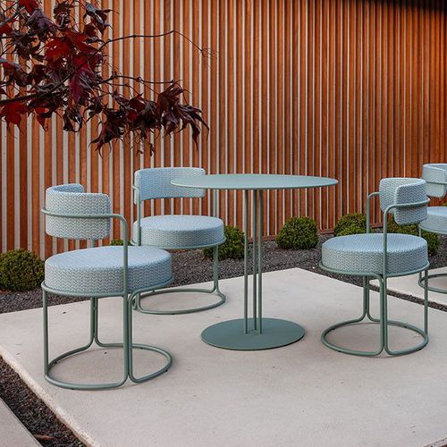 Table contemporaine - PARADISO - iSi Contract - en acier galvanisé / avec piètement en acier galvanisé / ronde