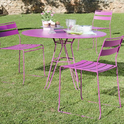 Table contemporaine - CAPRI - iSi Contract - en acier galvanisé / avec piètement en acier galvanisé / ronde