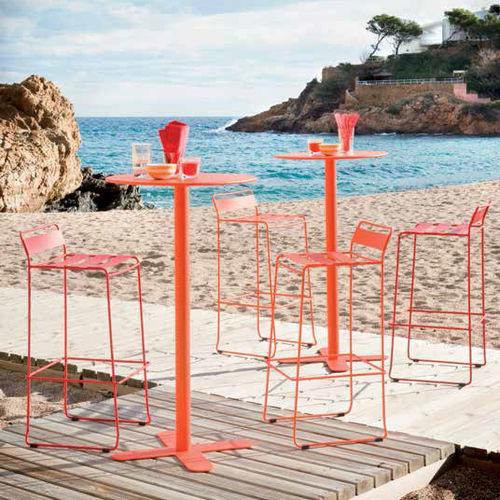 Table contemporaine - ANTIBES - iSi Contract - en acier galvanisé / avec piètement en acier galvanisé / ronde