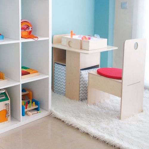 Bureau contemporain - EVOLUTIONARY - nuun kids - en contreplaqué / en hêtre / piétement en panneaux