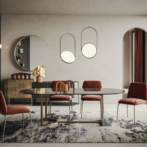 Table à manger contemporaine - SLICE - Ronda Design - en bois / en verre / en céramique