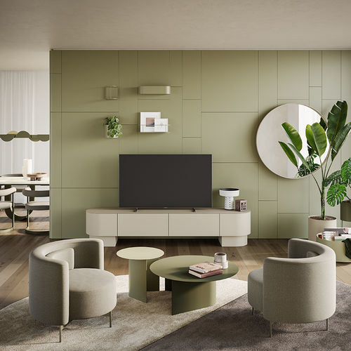 Meuble TV contemporain - ASTERIA - Ronda Design - avec tiroirs / en MDF laqué / en métal