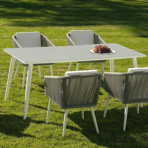 Table à manger contemporaine - SIENA - ARKIMUEBLE - en cristal / avec piètement en aluminium / rectangulaire