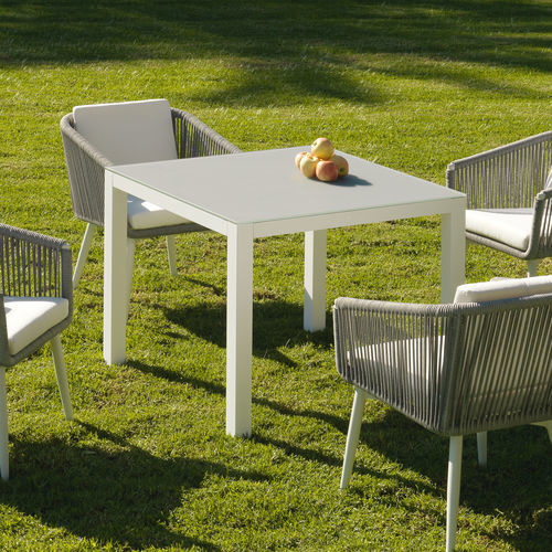 Table à manger contemporaine - SIENA - ARKIMUEBLE - en cristal / avec piètement en aluminium / rectangulaire