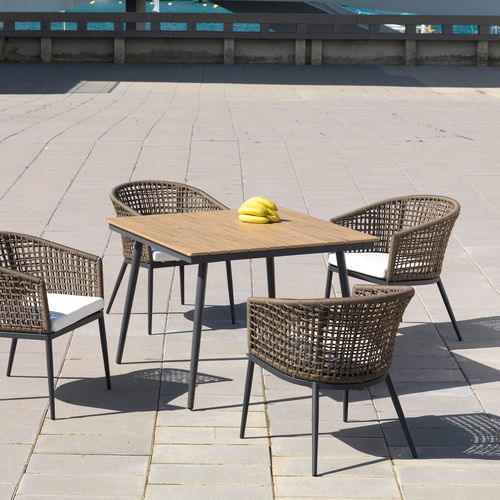 Table à manger contemporaine - ROMA - ARKIMUEBLE - en teck / avec piètement en aluminium / carrée