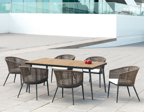 Table à manger contemporaine - ROMA - ARKIMUEBLE - en teck / avec piètement en aluminium / rectangulaire
