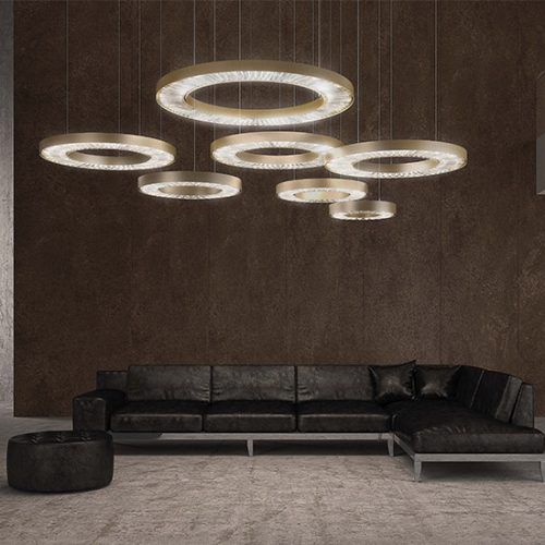 Suspension - CANOPUS - Marchetti Illuminazione - en acier / en cuivre / en cristal