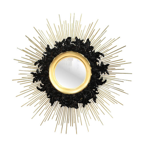 Miroir mural - PILAR - Malabar - baroque / rond / en bois doré à la feuille d'or