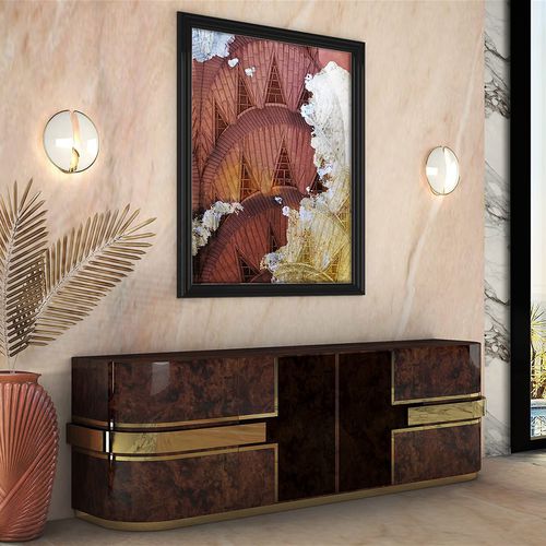 Buffet contemporain - CHRYSLER - Malabar - en bois laqué / en noyer / en laiton poli