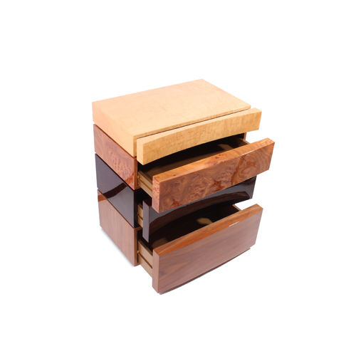 Commode contemporaine - HOLLOW - Malabar - en placage de bois / en bois doré à la feuille d'or / en laiton poli