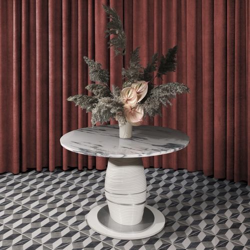 Table à manger contemporaine - ABSOLUTE - Malabar - en bois laqué / en verre fumé / avec piètement en bois laqué