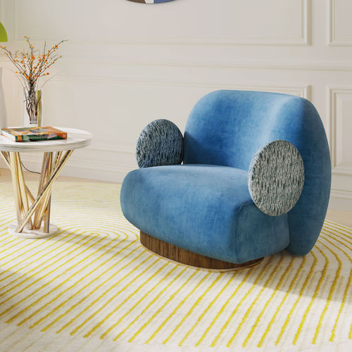 Fauteuil contemporain - LA VOIX - Malabar - en velours / tapissé / blanc
