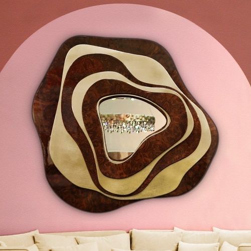 Miroir mural - TORSION - Malabar - contemporain / courbé / en bois doré à la feuille d'or