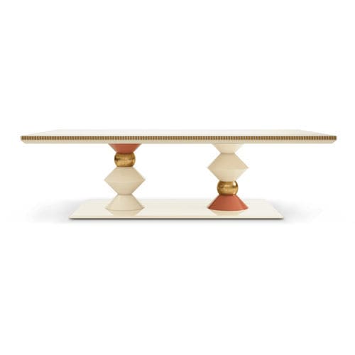 Table à manger classique - CORTEZ - Malabar - en bois laqué brillant / en bois doré à la feuille d'or / avec piètement en bois laqué brillant