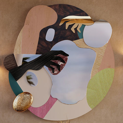 Miroir mural - IH MAJ IN - Malabar - contemporain / ovale / en bois