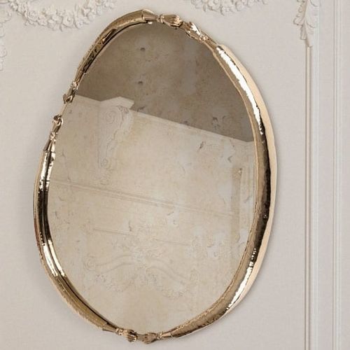 Miroir mural - LA JOIE - Malabar - contemporain / ovale / en laiton poli