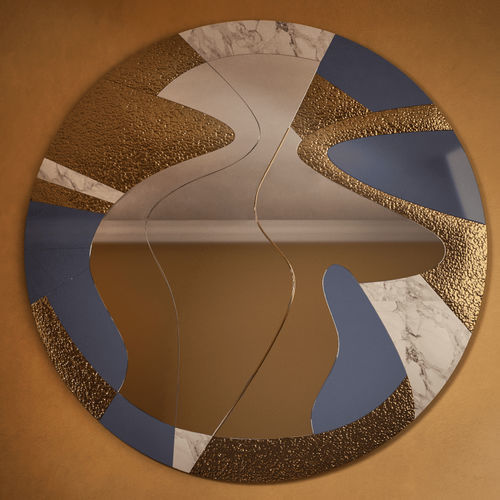 Miroir mural - STARRY  - Malabar - contemporain / rond / en bois laqué brillant