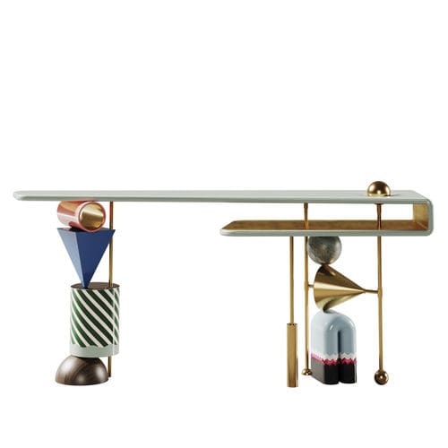 Console design original - Ahrt - Malabar - en bois laqué / avec piètement en laiton brossé / avec piètement en bois laqué