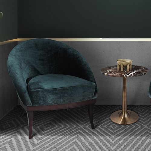 Fauteuil classique - KIM - Ottiu - en velours / en pin / en laiton poli