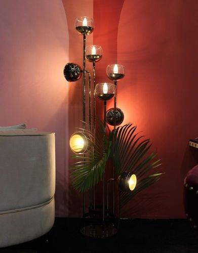 Lampe sur pied - BLACK WIDOW II - CreativeMary - en laiton poli / en verre laqué / contemporaine