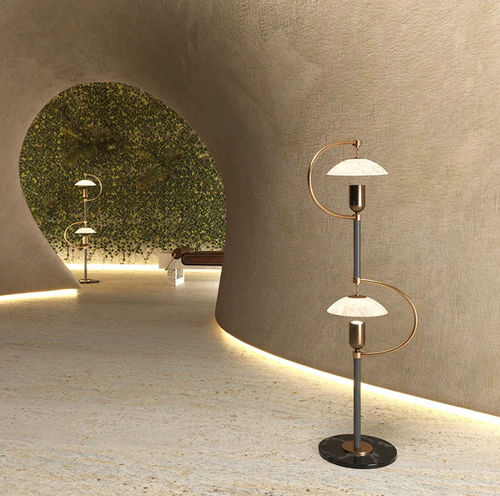 Lampe de sol - SOFO - CreativeMary - en laiton / en verre / en marbre