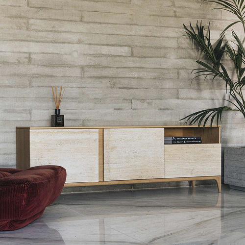 Buffet contemporain - STORM TRAVERTINE - MAAMI HOME - en chêne / en bois massif / en marbre