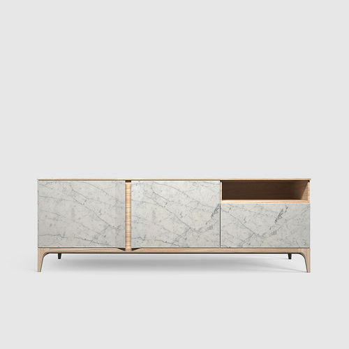 Buffet contemporain - STORM CARRARA - MAAMI HOME - en chêne / en placage de bois / en marbre