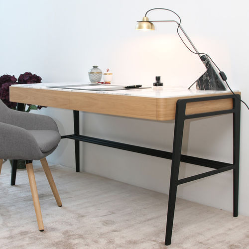 Bureau contemporain - BOUVET DESK ARABESCATO - MAAMI HOME - en bois / en métal / en marbre