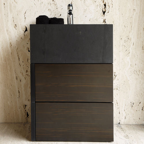 Meuble vasque à poser - PUNALU'U - MAAMI HOME - en placage de bois / en ébène / en ardoise